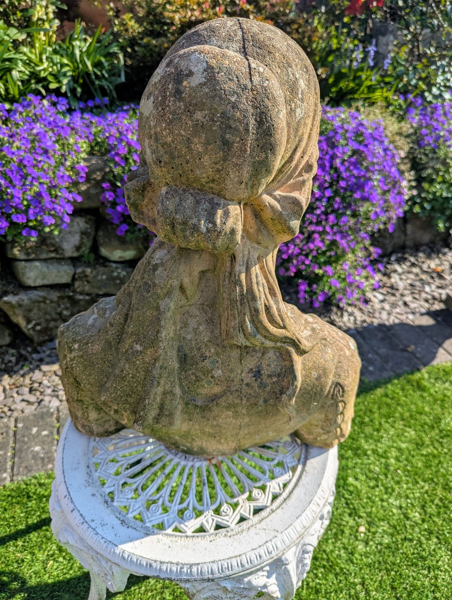 Vintage Weathered 19th Century Lady Stone Bust - Delivery Available