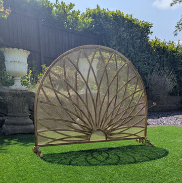 Decorative brass mid century Art Nouveau style fire screen - Delivery Available