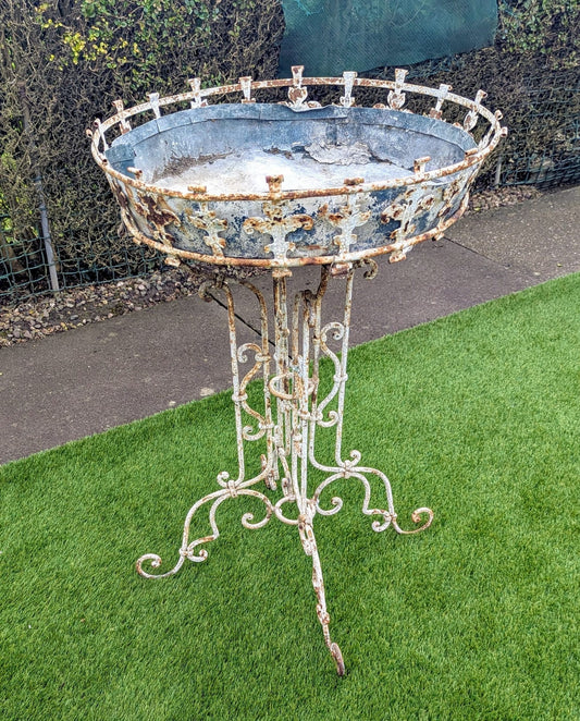 Pretty French Ironwork Jardinière Trefoil Base Circa 1880 - Delivery Included