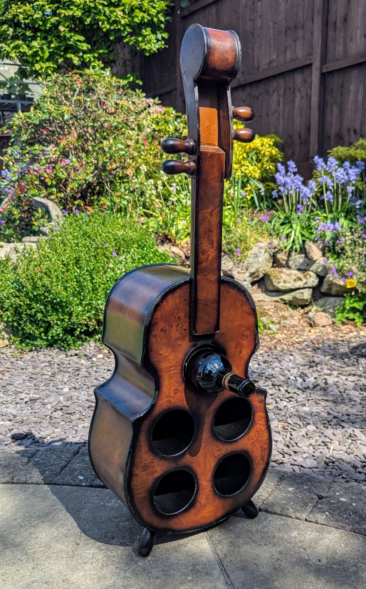 Bespoke Vintage burr walnut effect Cello Wine rack - Delivery Available