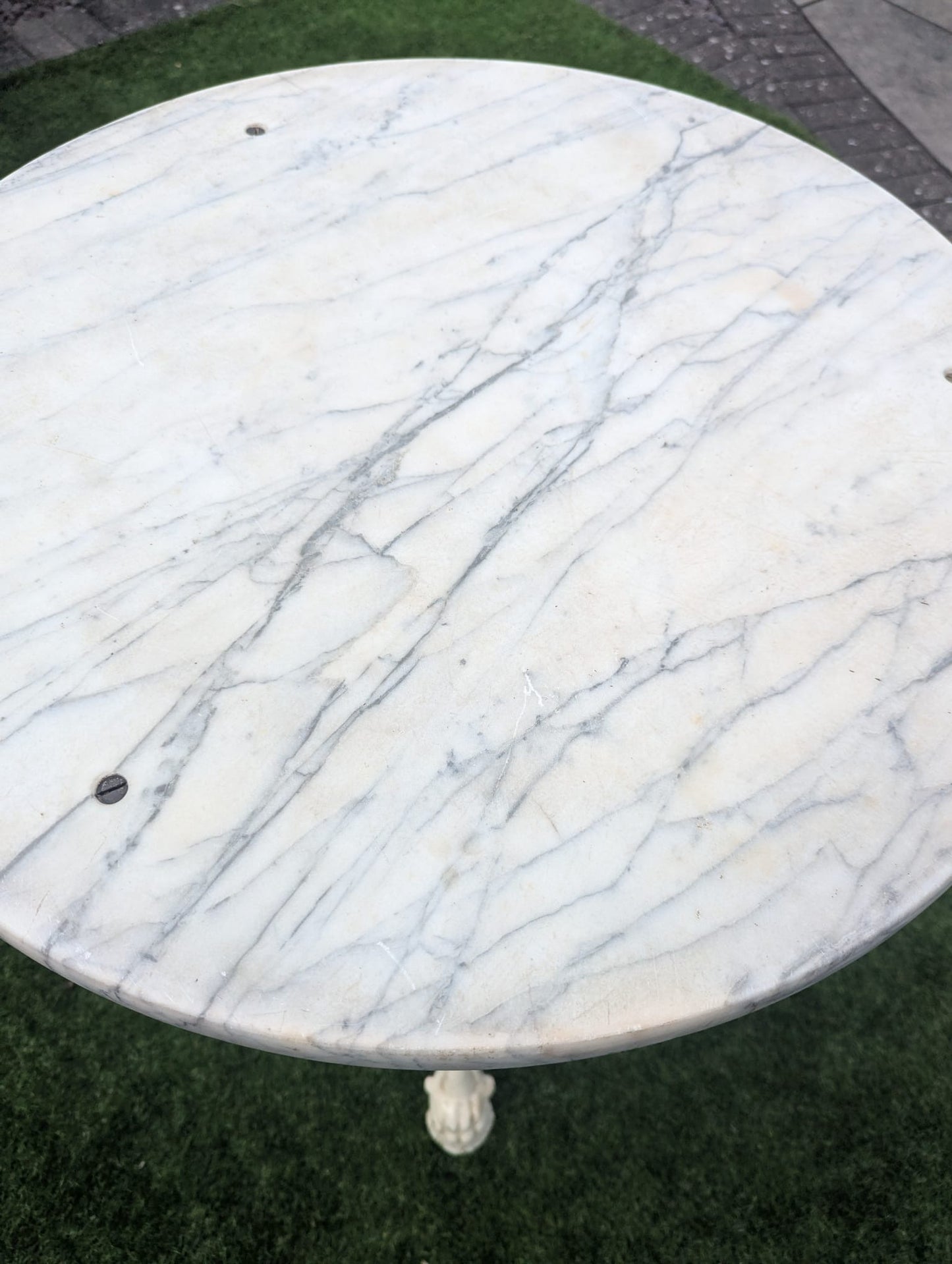 Vintage Victorian cast iron marble brittania bistro table - Delivery Available