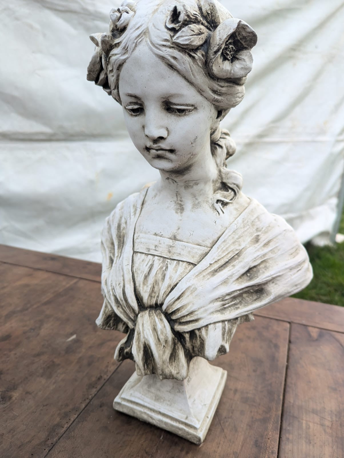 Beautiful White Lime Stone Bust Josephine Rose - Free UK Delivery