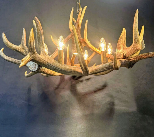 Vintage Rustic Antler Chandelier Pendant Lamp - Delivery Available