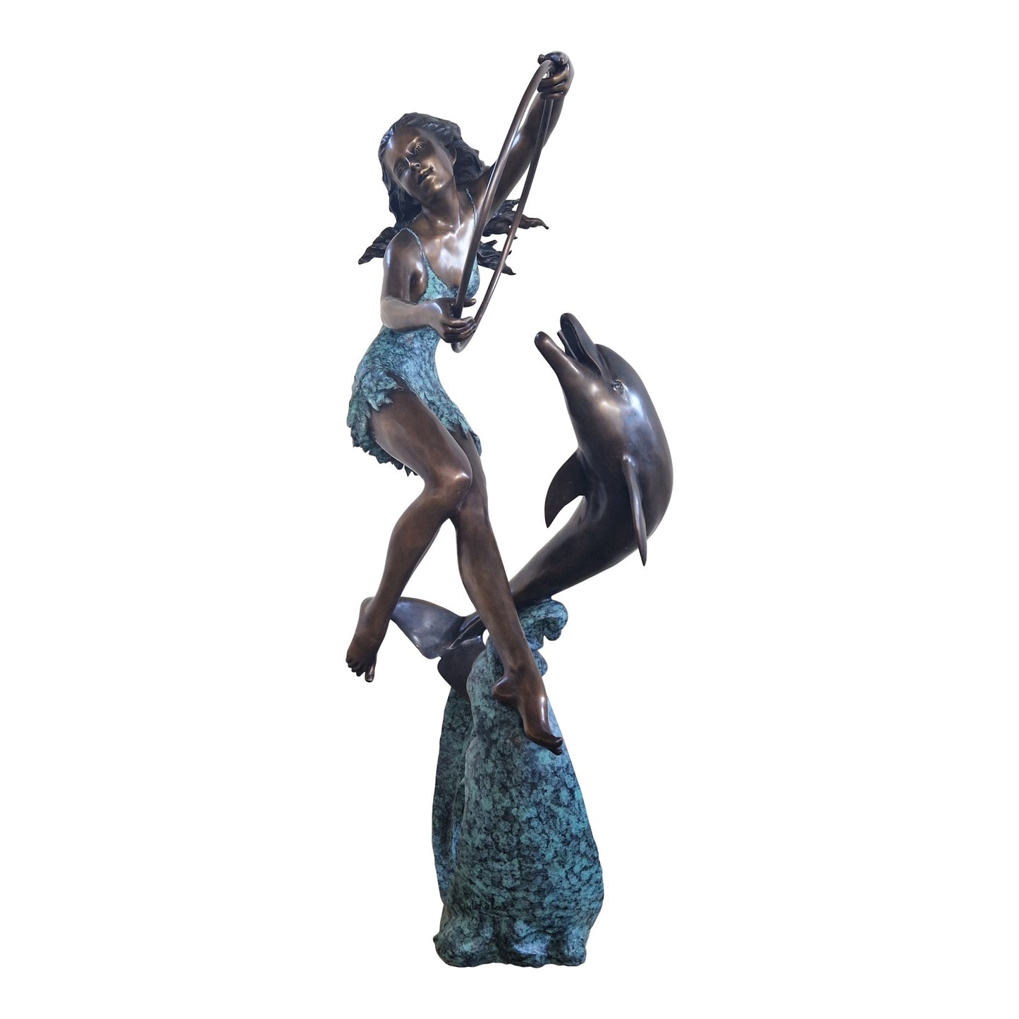 Bronze Italian Dolphin trainer water fountain - delivery available