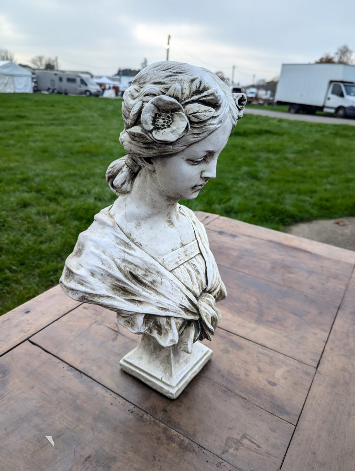 Beautiful White Lime Stone Bust Josephine Rose - Free UK Delivery
