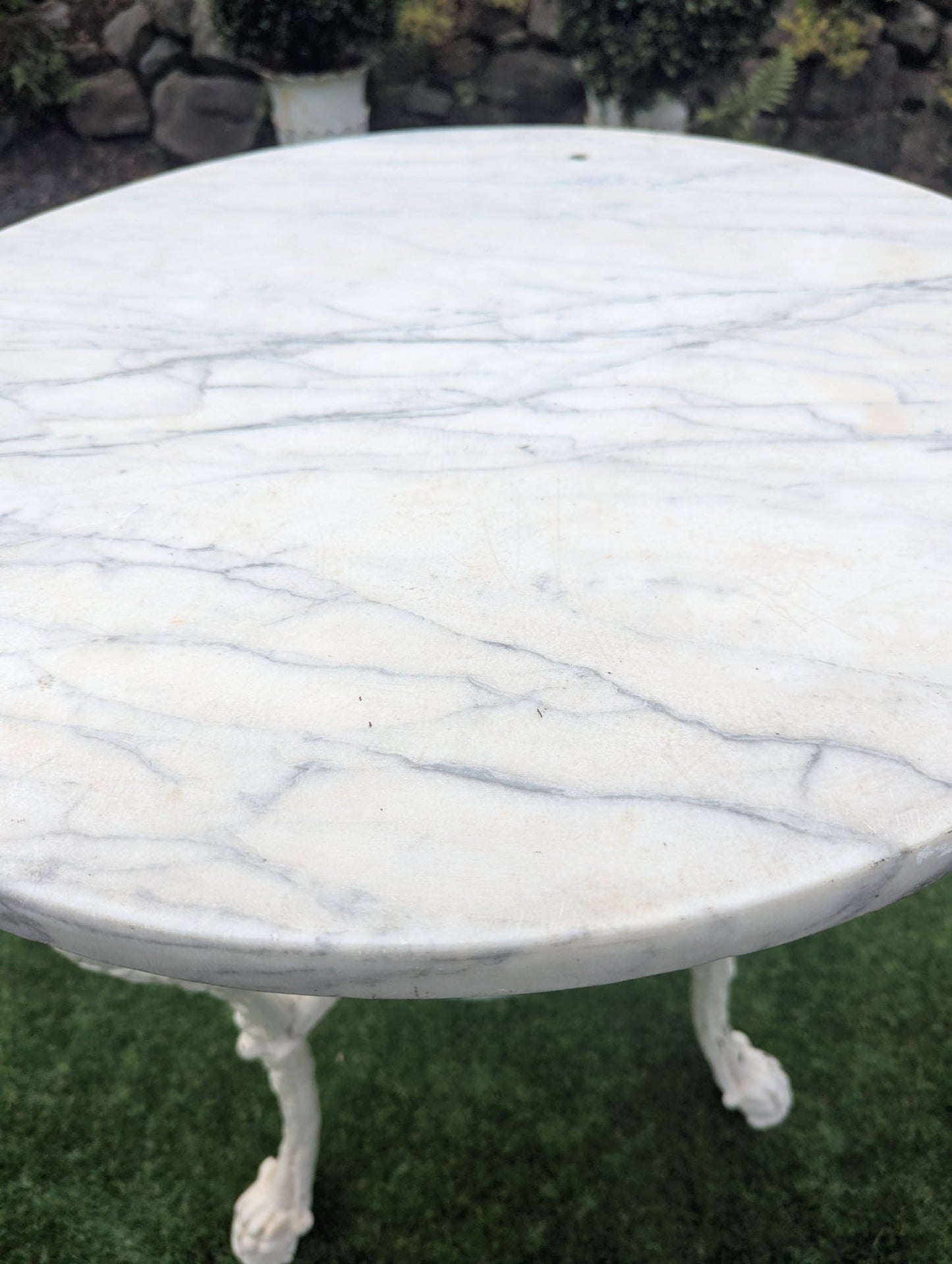 Vintage Victorian cast iron marble brittania bistro table - Delivery Available