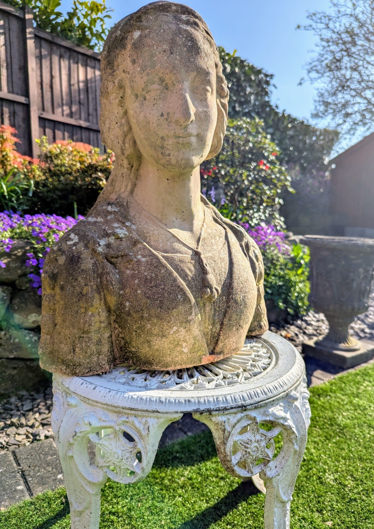 Vintage Weathered 19th Century Lady Stone Bust - Delivery Available