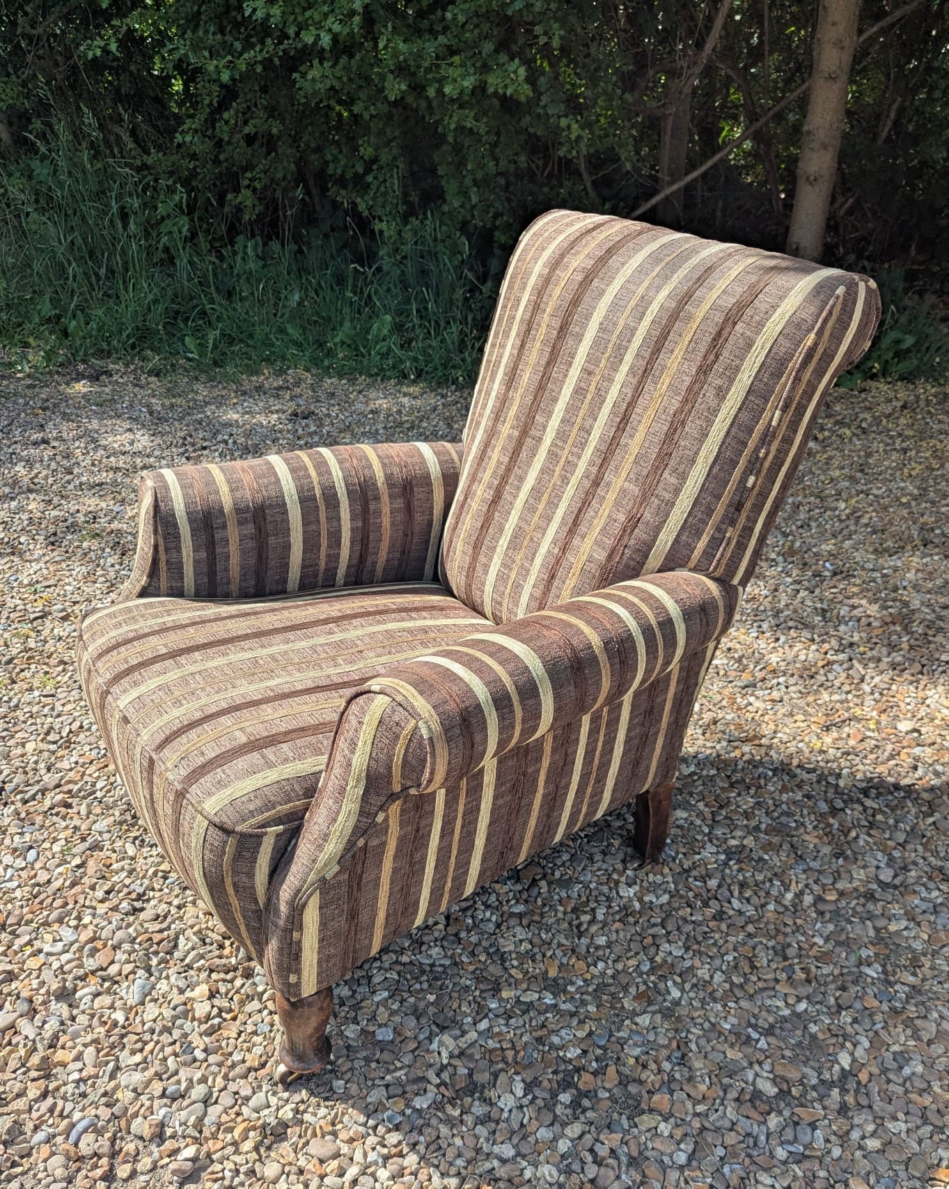 Victorian library chair with round leg Carskiey House stripe - Delivery Available