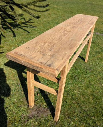 Superb Vintage Rustic Reclaimed Elm 4 Plank Console Table - Delivery Included
