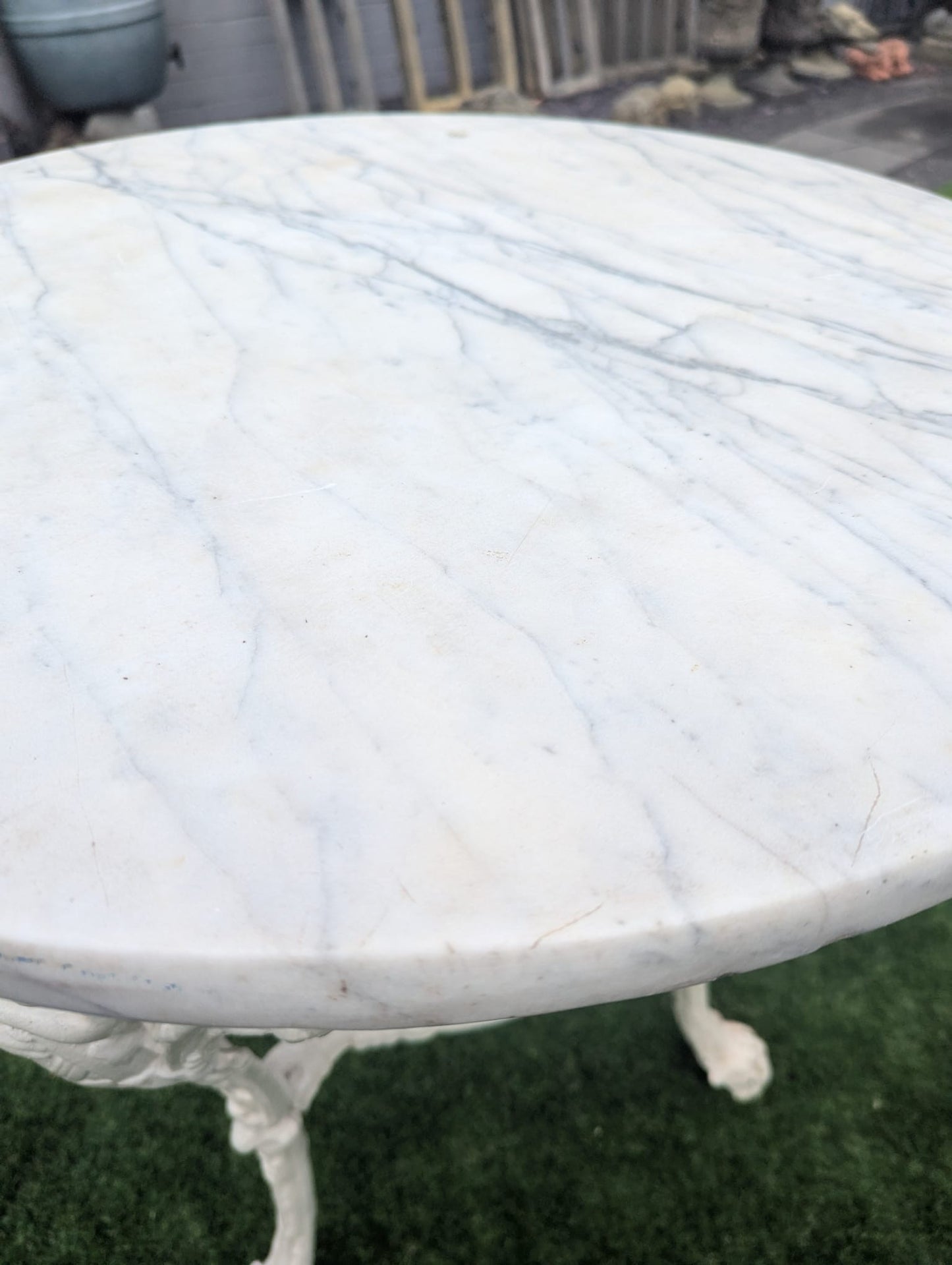 Vintage Victorian cast iron marble brittania bistro table - Delivery Available