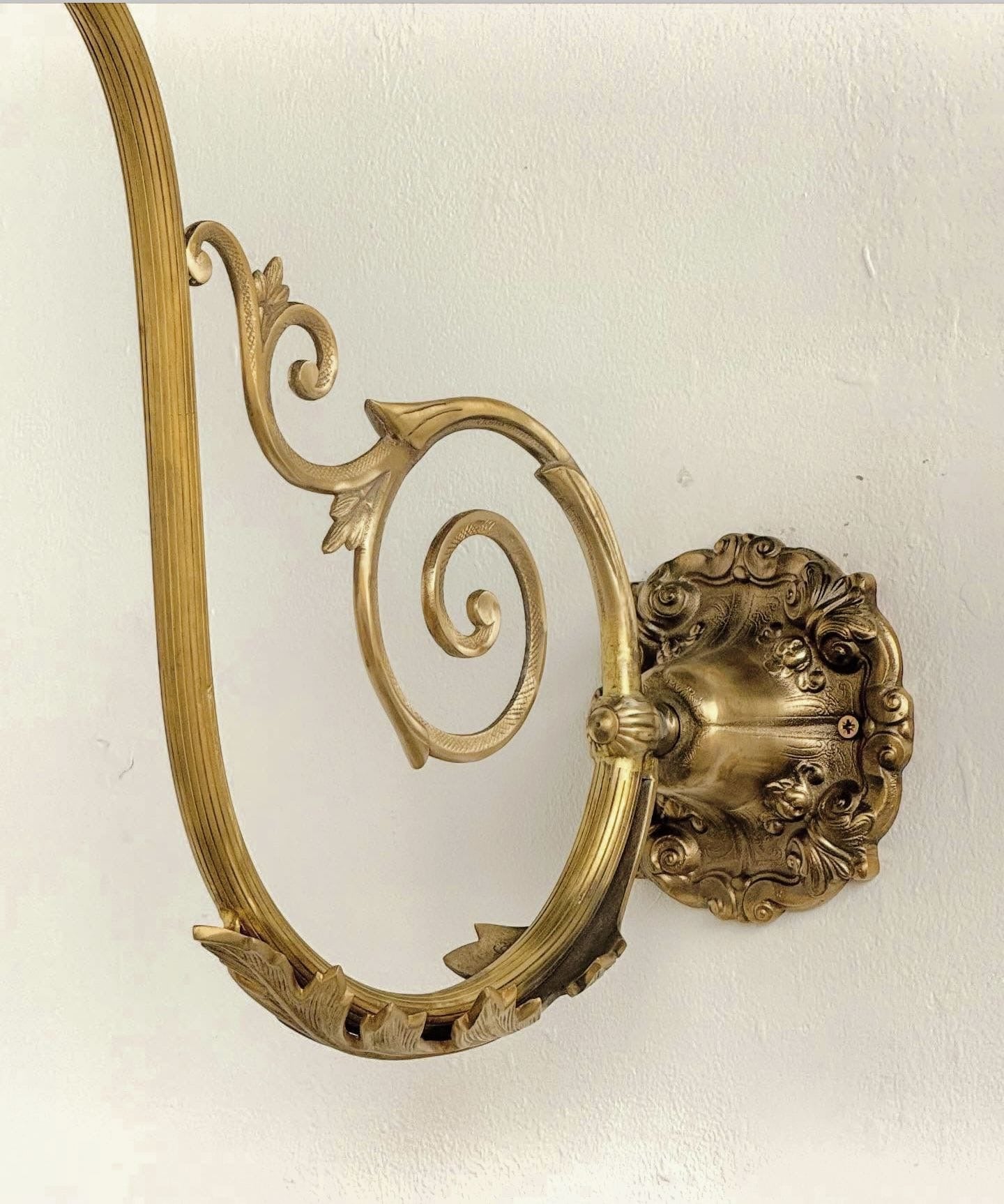 Pair of Vintage Solid Brass Light Brackets with Wire - Delivery Available In UK