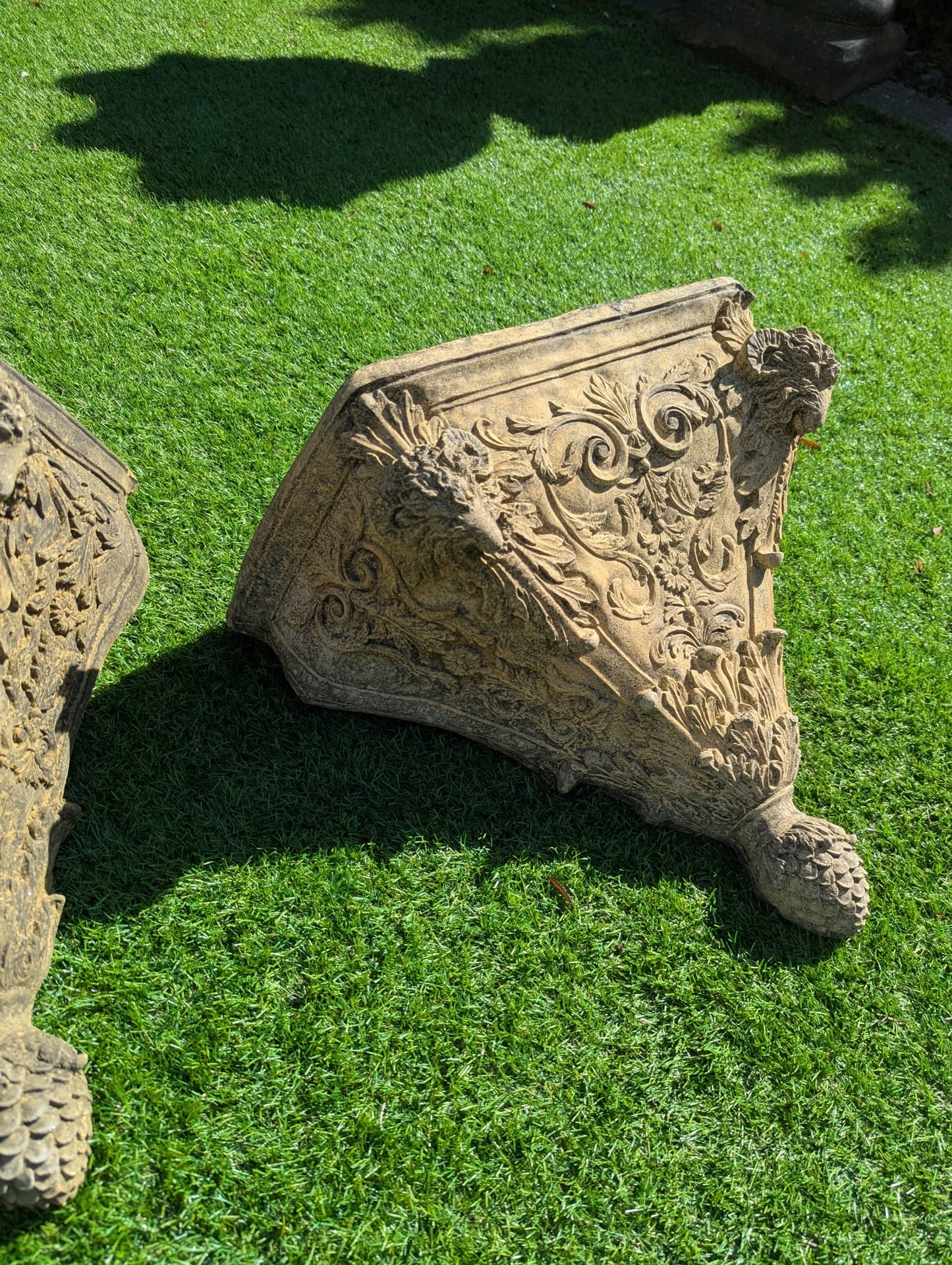 Vintage English Stone Rams Head Wall Planters - Free UK Delivery