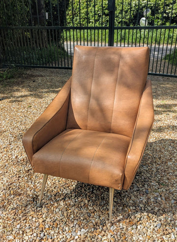 Quality Vintage 1960 Italian Armchair Brass Taper Supports  Delivery Available