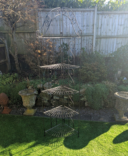 Vintage French Style Black Five Tier Fold Metal Plant Stand -Delivery Included
