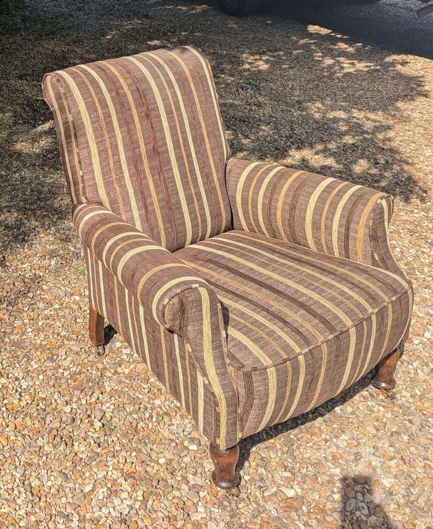 Victorian library chair with round leg Carskiey House stripe - Delivery Available
