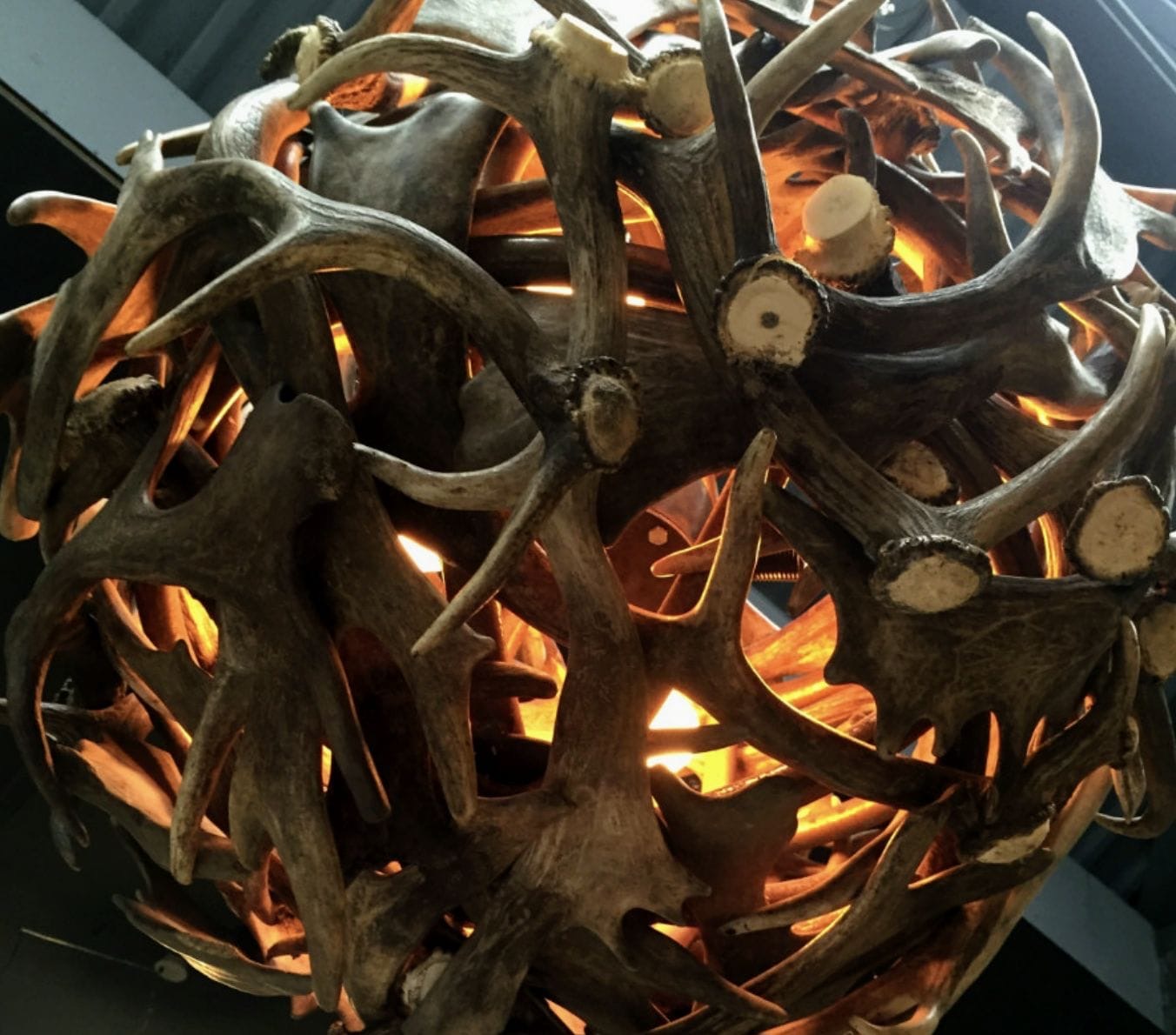 Vintage Rustic Fallow deer antler sphere chandelier - UK delivery available