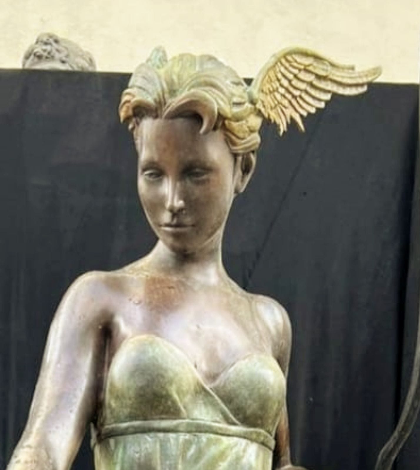 Large bronze Goddess of the hunt with bow and panther - delivery available