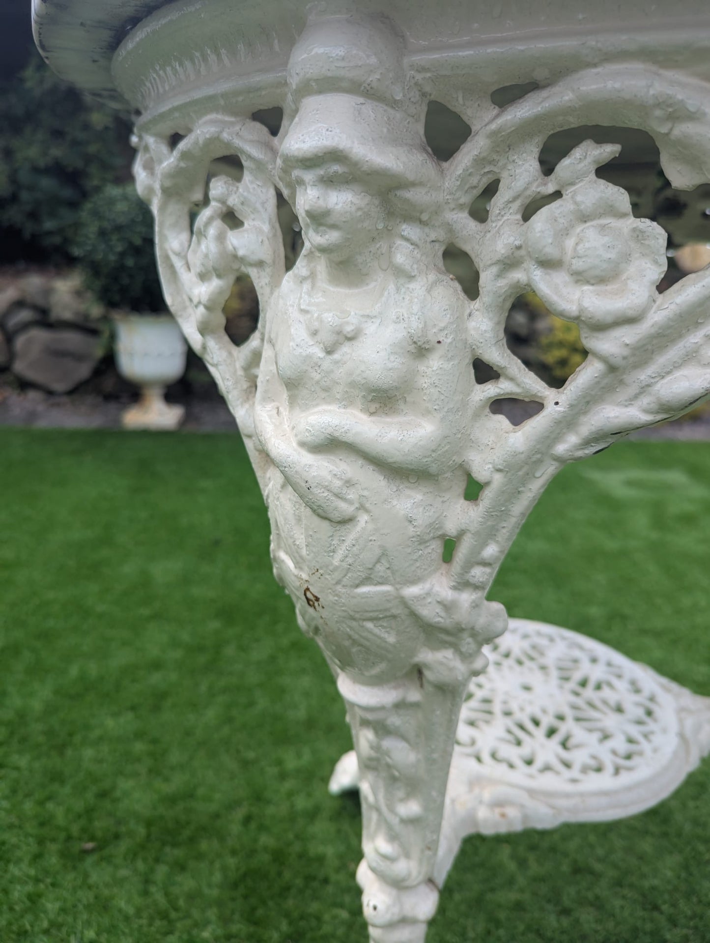 Vintage Victorian cast iron marble brittania bistro table - Delivery Available