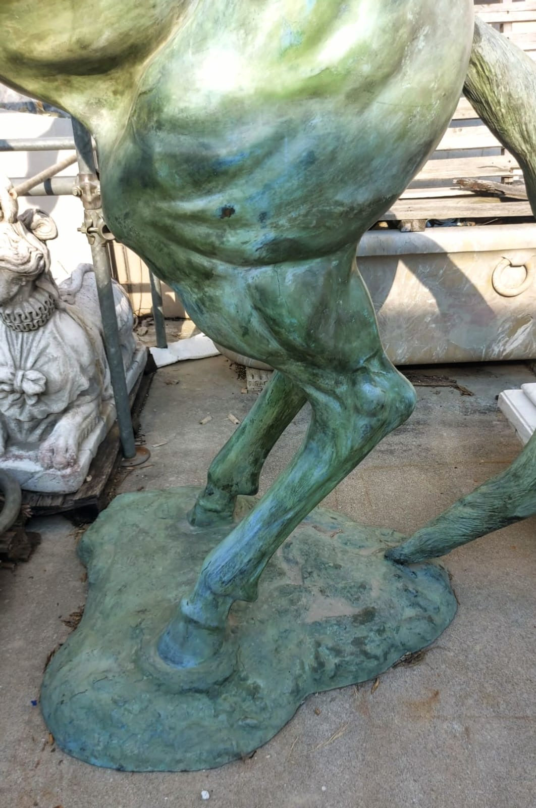 Large statement bronze Verdigris rearing stallion statue - delivery available