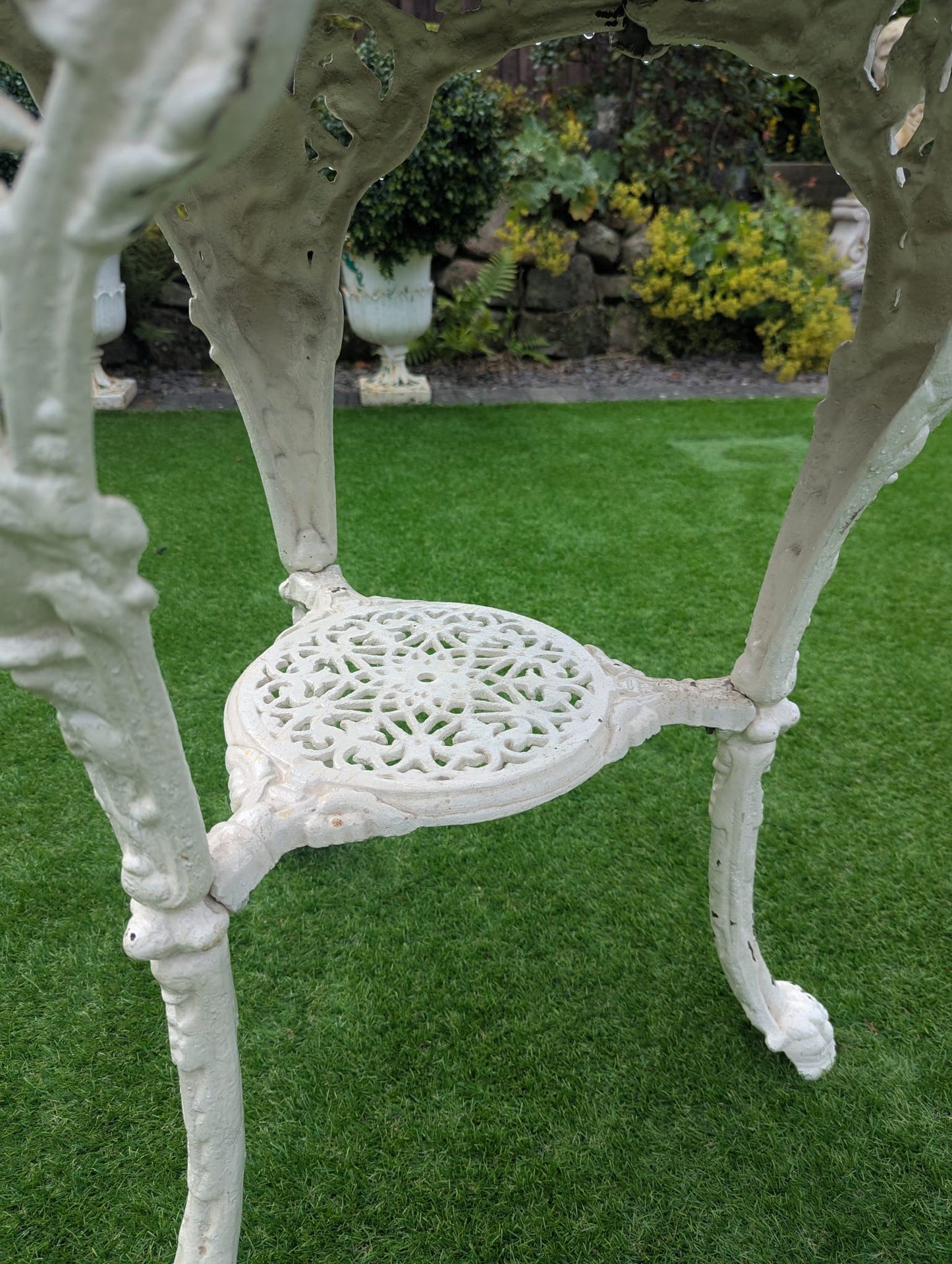 Vintage Victorian cast iron marble brittania bistro table - Delivery Available