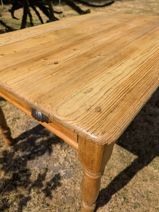 Vintage Rustic Victorian pine farmhouse table One Drawer - Delivery available