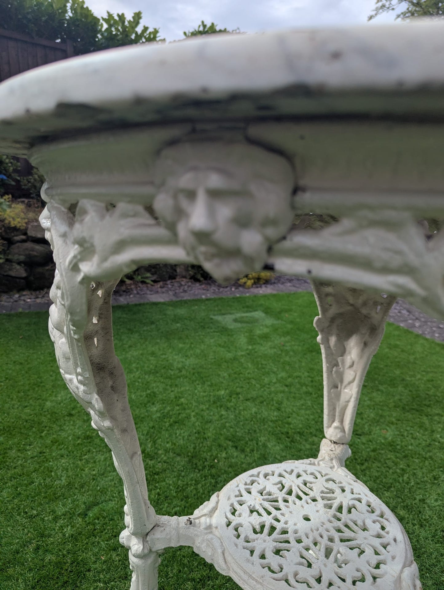Vintage Victorian cast iron marble brittania bistro table - Delivery Available