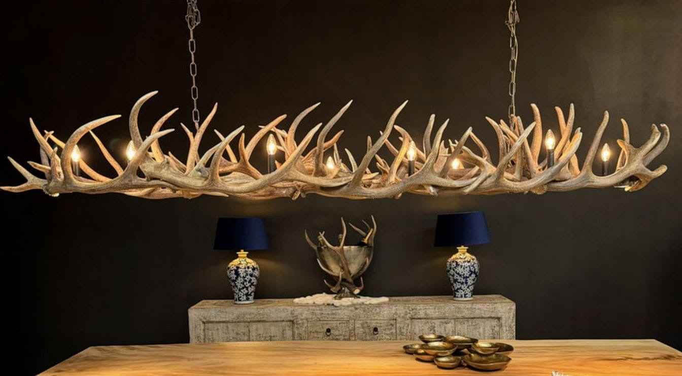 Vintage Red deer Antler chandelier 10 Lamps & 3 spot lights - UK delivery available