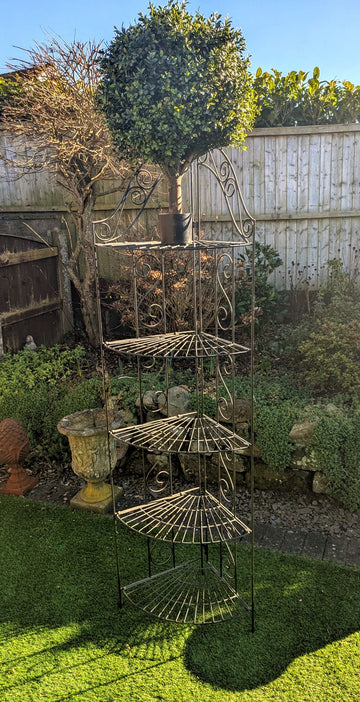 Vintage French Style Black Five Tier Fold Metal Plant Stand -Delivery Included