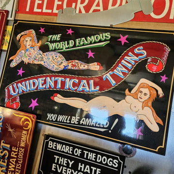 Superb Quality Hand Painted Art Sign, Unidentical Twins - Delivery Included