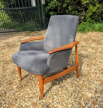 Sleek Vintage teak armchair c.1960s Manner Of Finn Juhl - Delivery Available