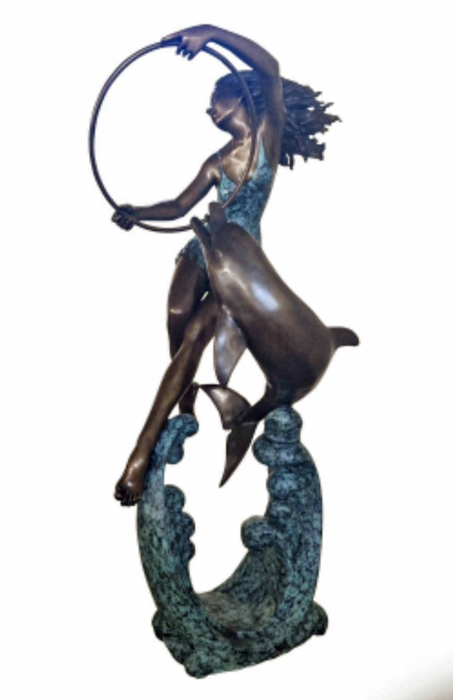 Bronze Italian Dolphin trainer water fountain - delivery available