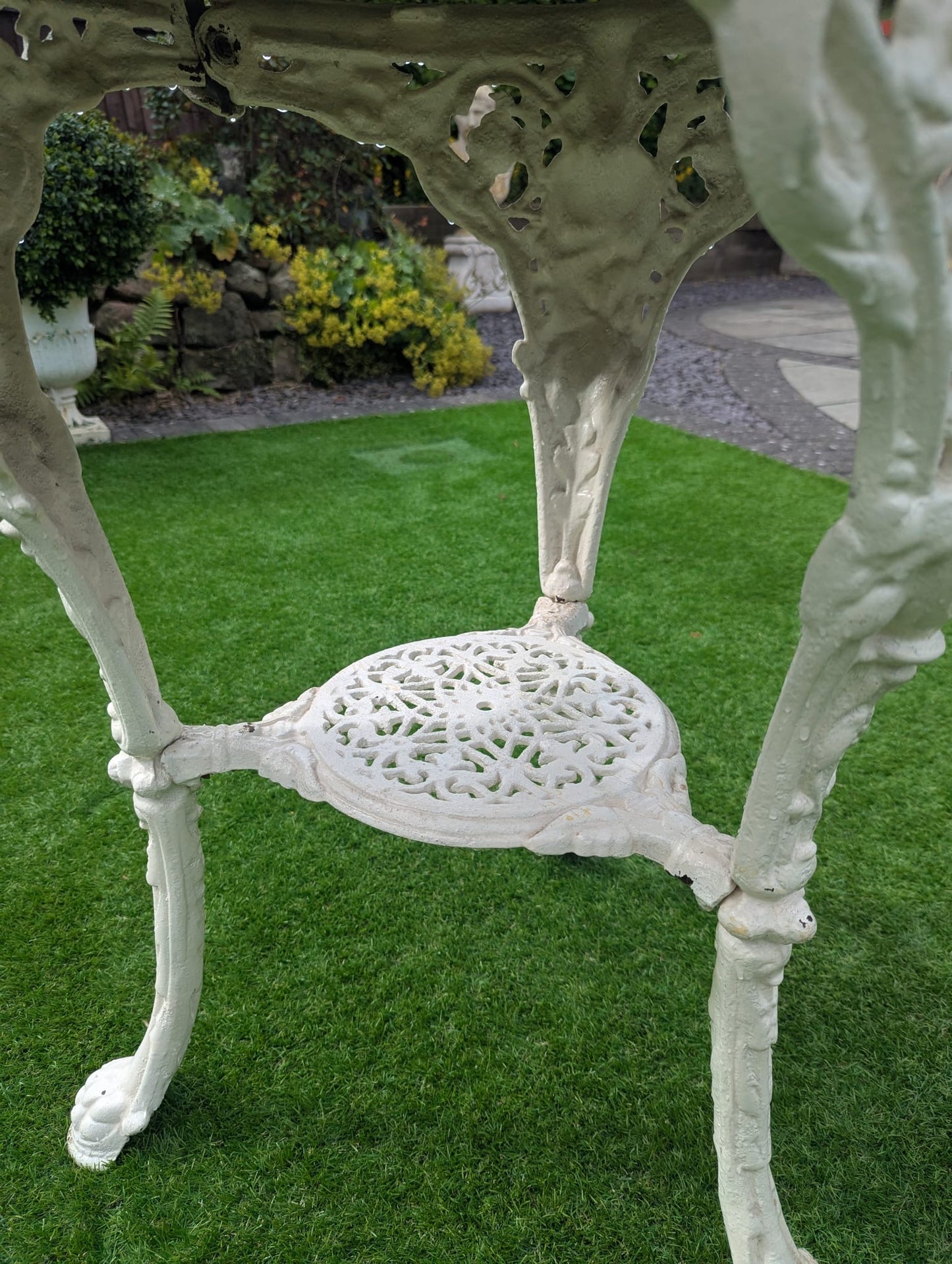 Vintage Victorian cast iron marble brittania bistro table - Delivery Available