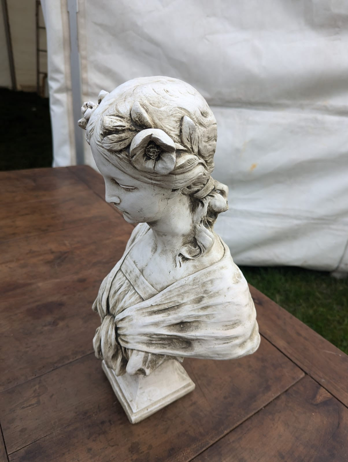 Beautiful White Lime Stone Bust Josephine Rose - Free UK Delivery