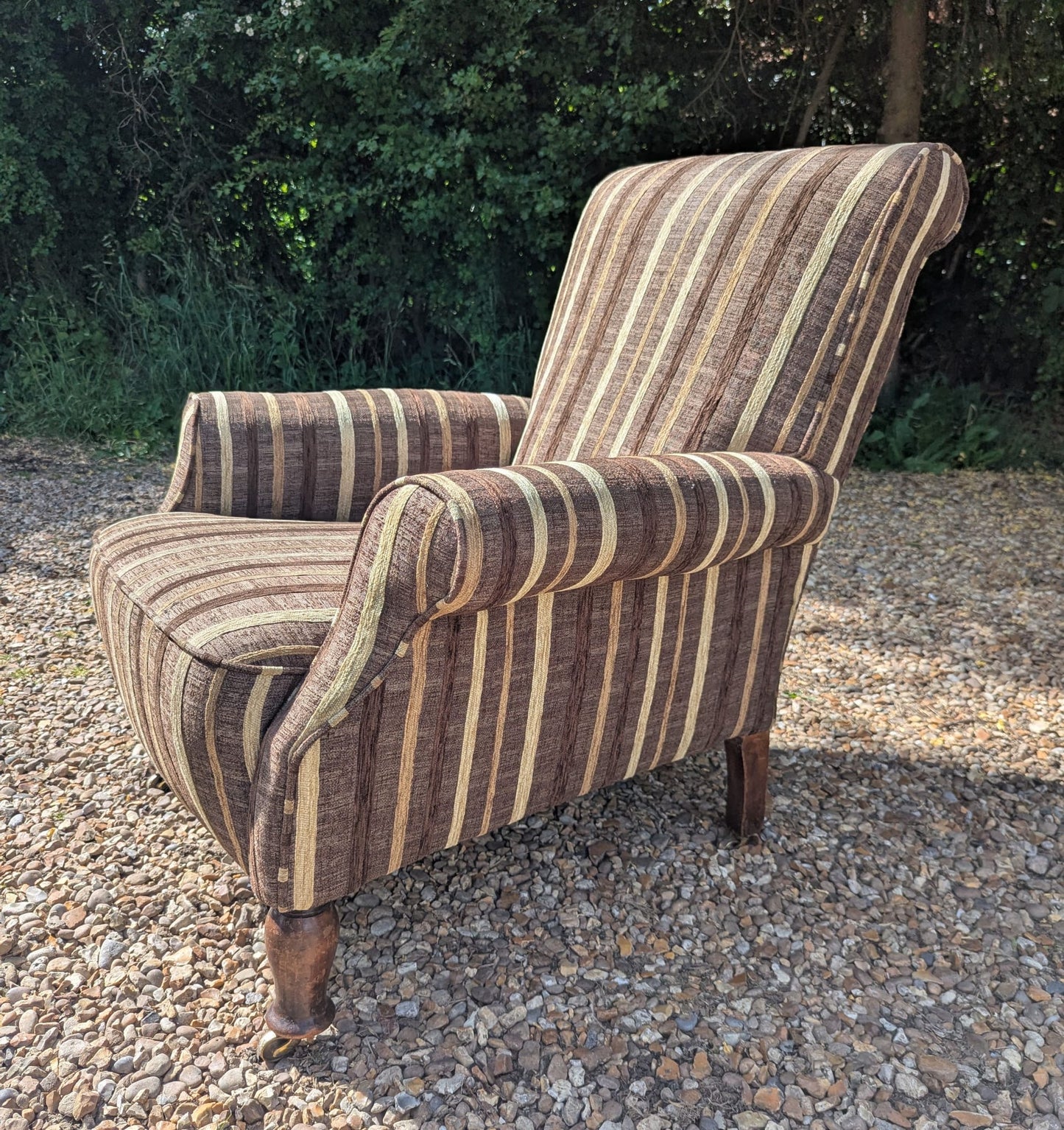 Victorian library chair with round leg Carskiey House stripe - Delivery Available