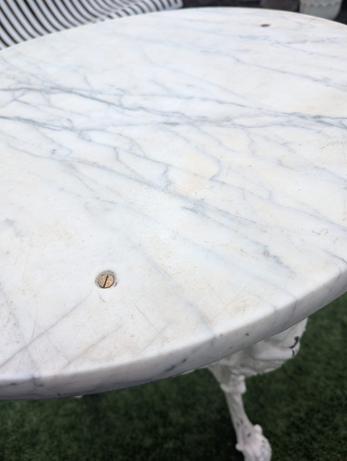 Vintage Victorian cast iron marble brittania bistro table - Delivery Available