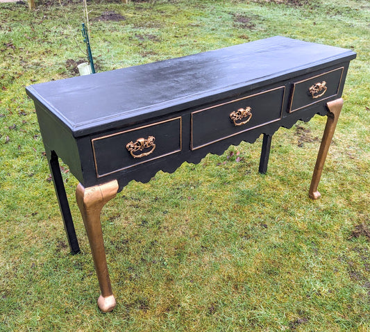 Antique 18th Century Antique Georgian Oak Dresser Base With Three Drawers & Cabriole Legs - Free UK Delivery