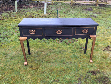 Antique 18th Century Antique Georgian Oak Dresser Base With Three Drawers & Cabriole Legs - Free UK Delivery