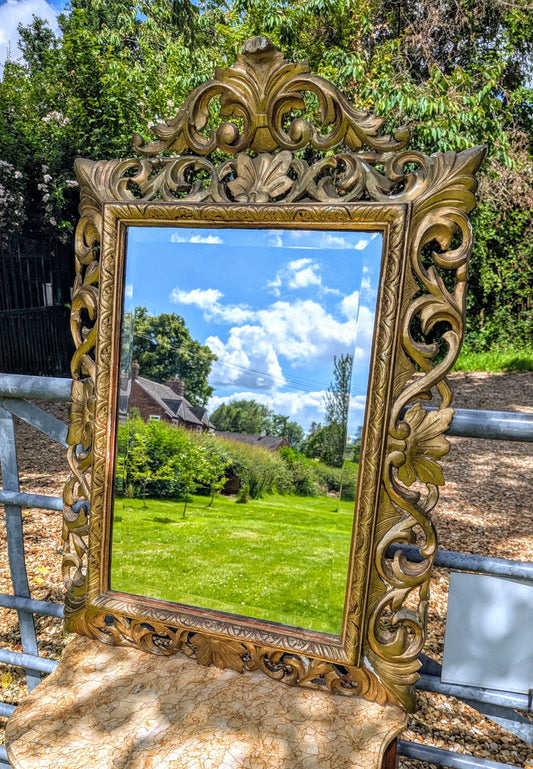 Superb Decorative Mid 19th Century Giltwood Italian Mirror - Free UK Delivery