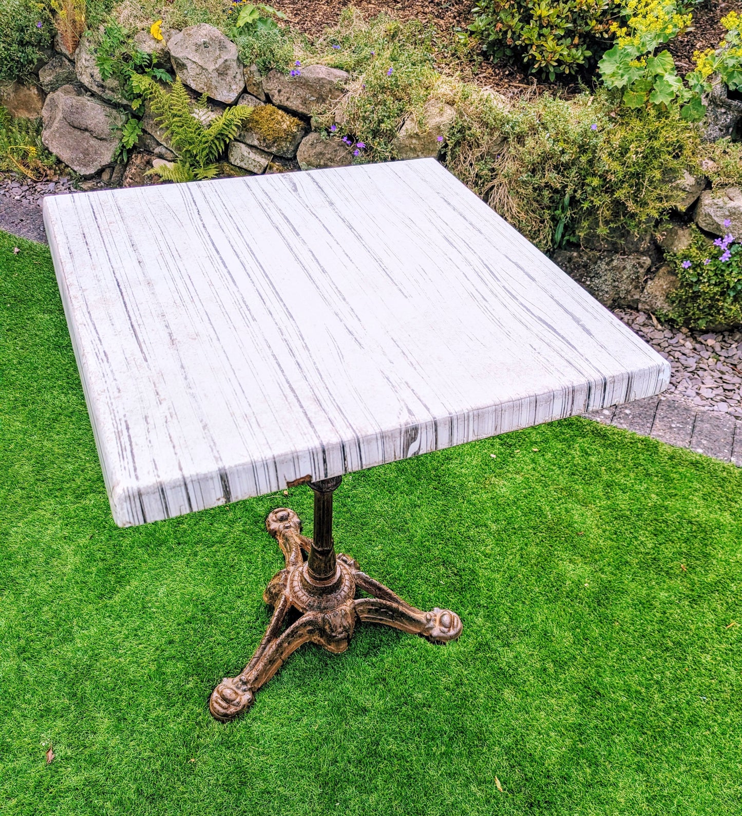 Vintage Simulated Marble decorative Iron Bistro Table (Thierry) - Free UK Delivery