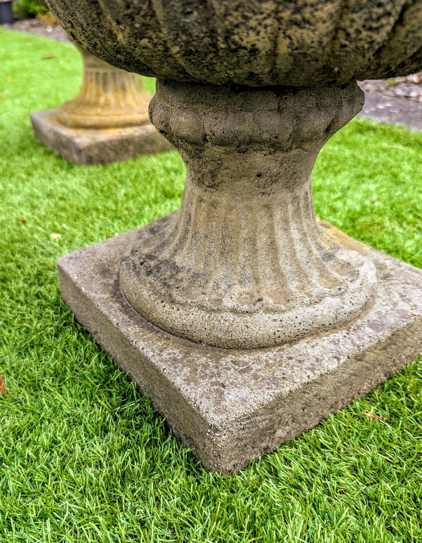 Pair 19th century Italian Composition Stone Urns Classical Figure Decor - Free UK Delivery