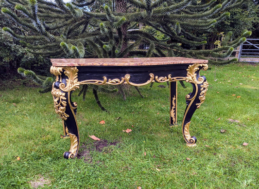 Exquisite Rococo Gilt Console Shaped Breche D Alep Marble  - Free UK Delivery
