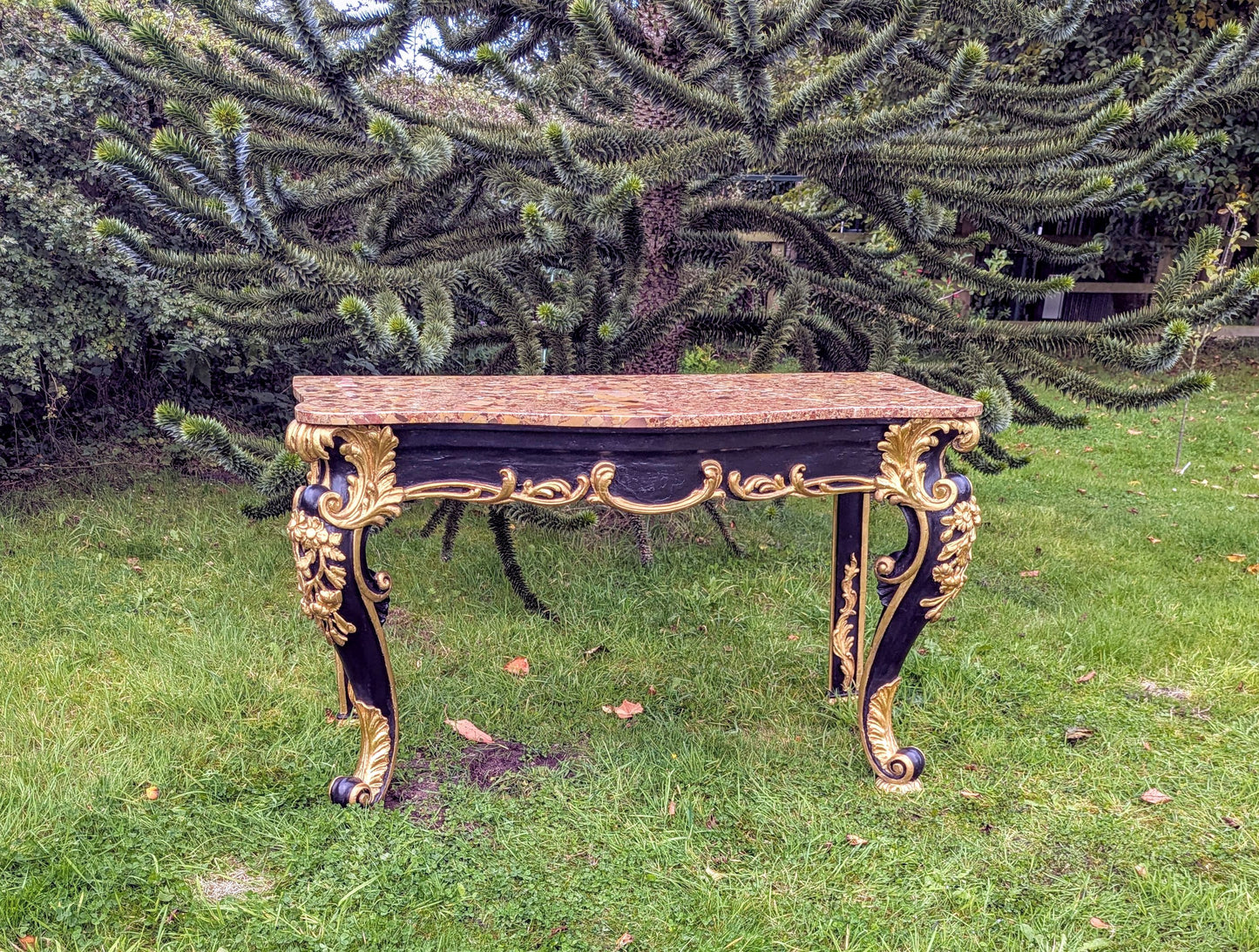Exquisite Rococo Gilt Console Shaped Breche D Alep Marble - Free UK Delivery
