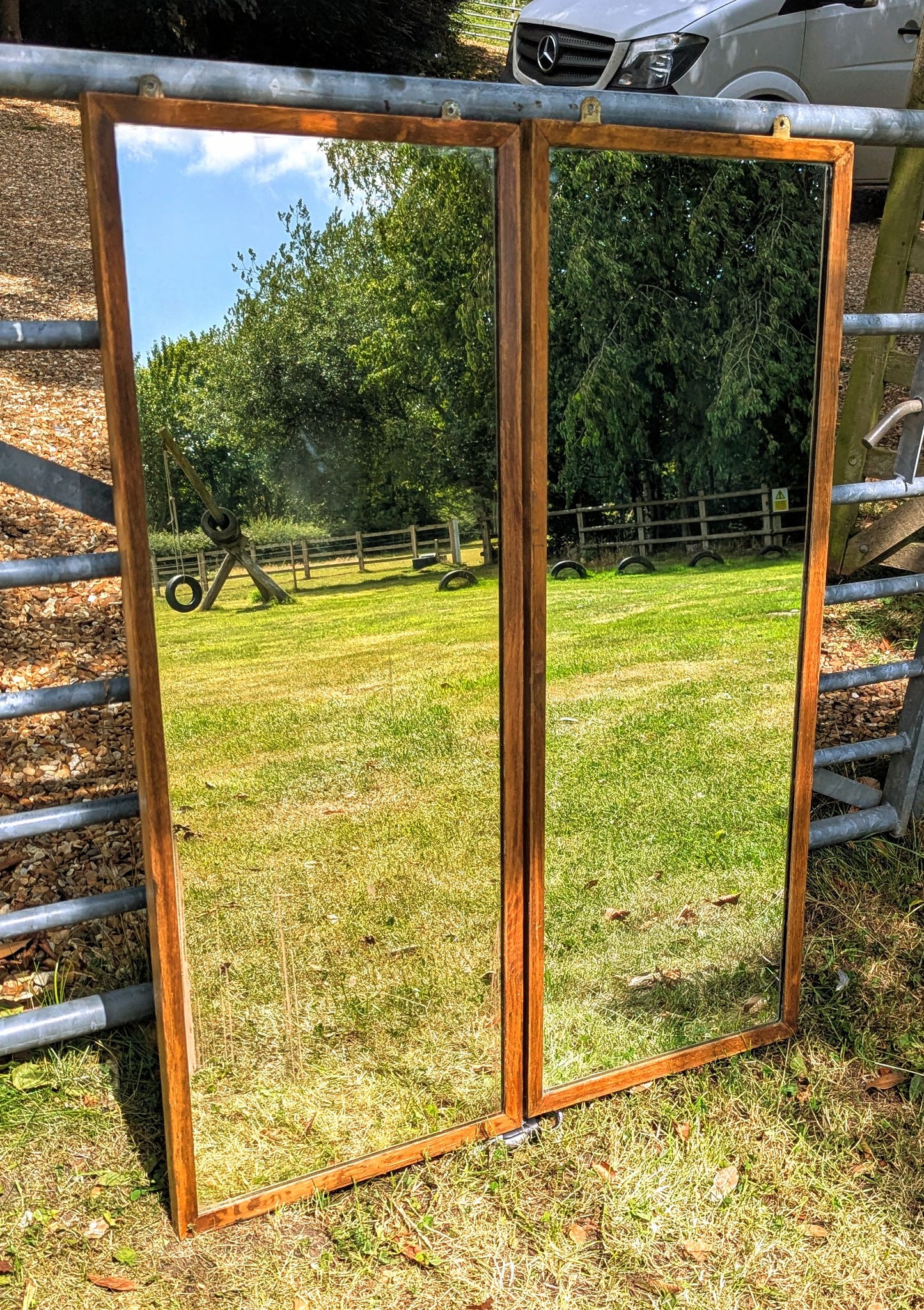 Outstanding Pair Air ministry Mid century Oak mirrors - Delivery Available