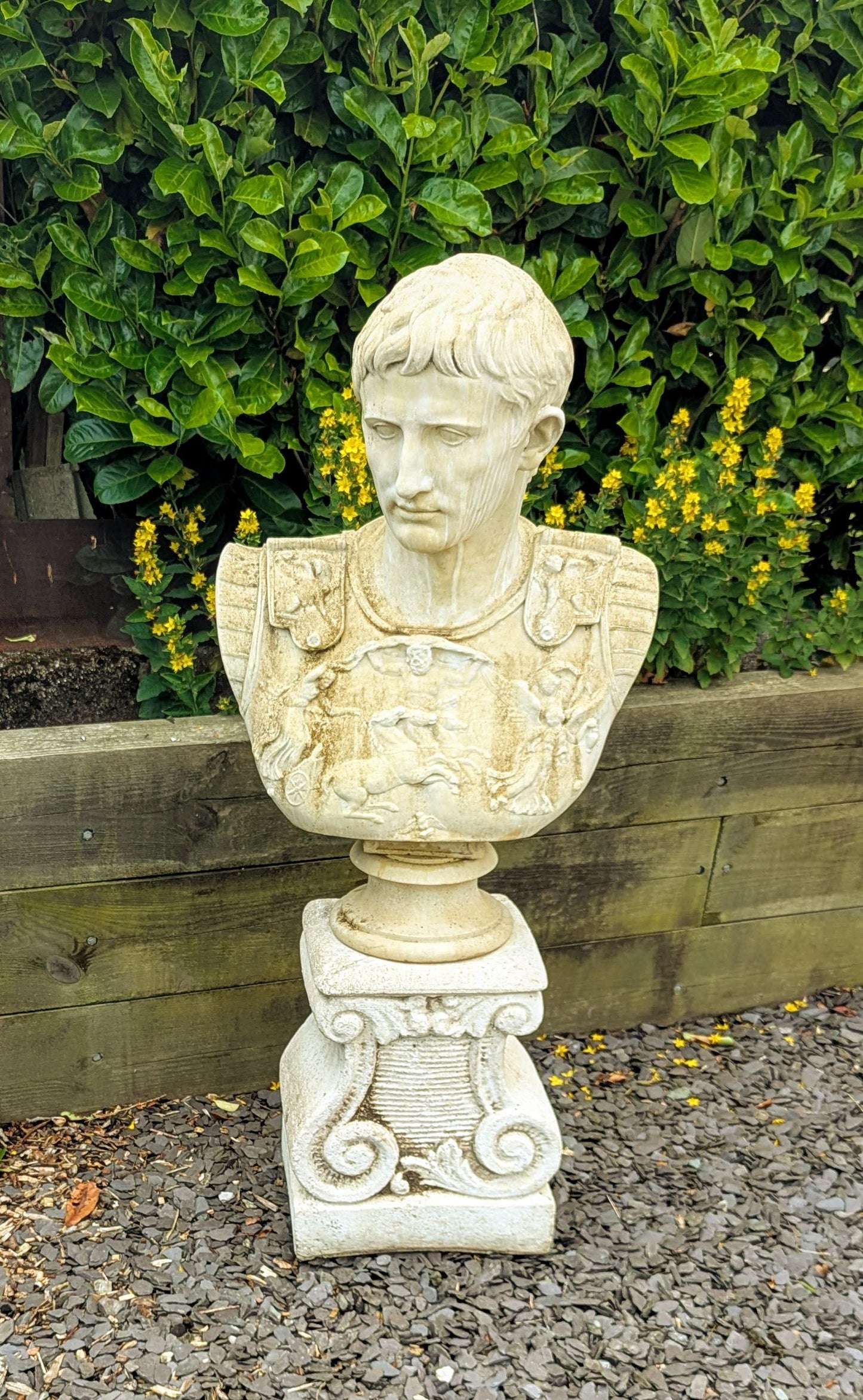 Mid 20th Century Classical Stone Bust Cesar Augustus - UK Delivery Included