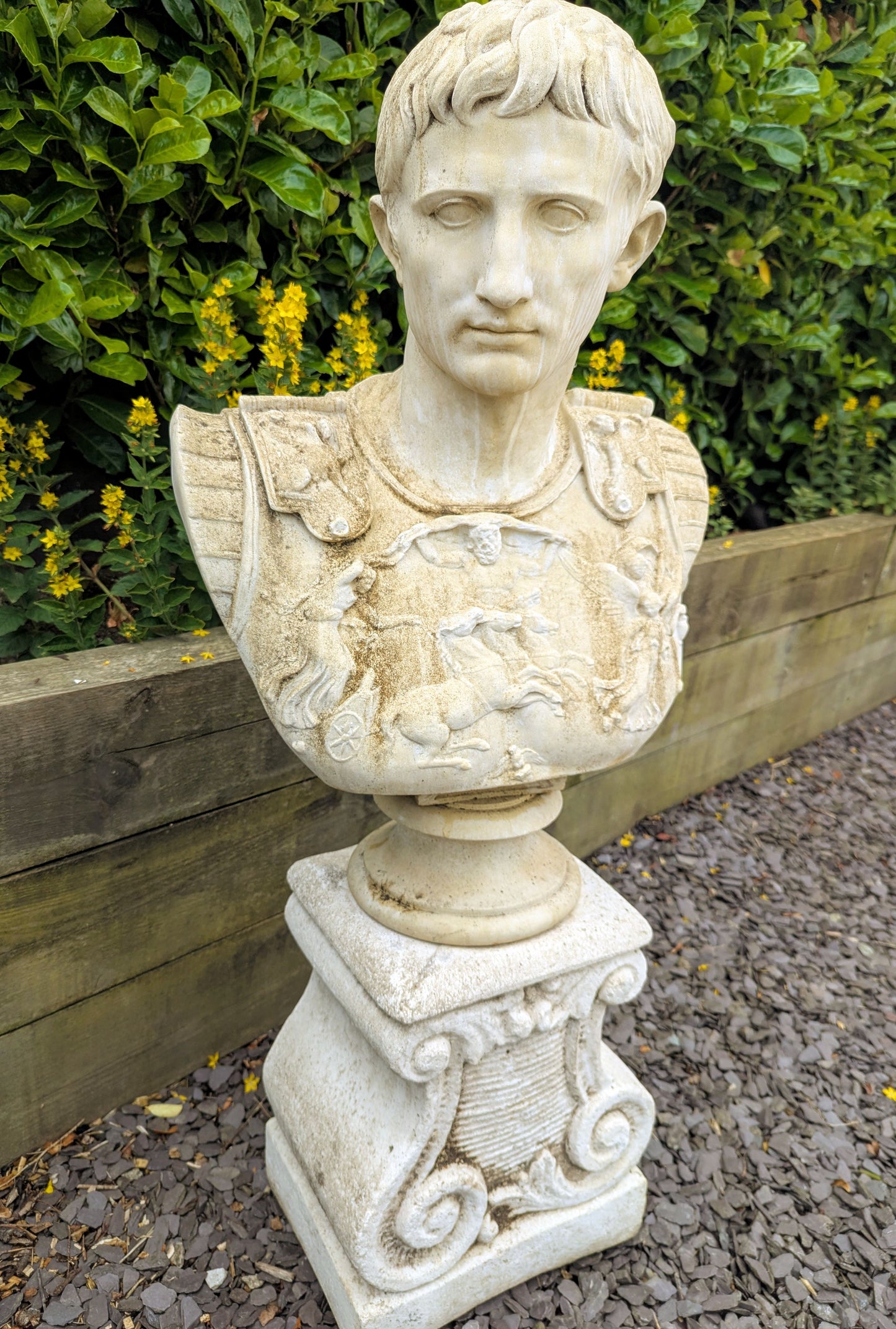 Mid 20th Century Classical Stone Bust Cesar Augustus - UK Delivery Included
