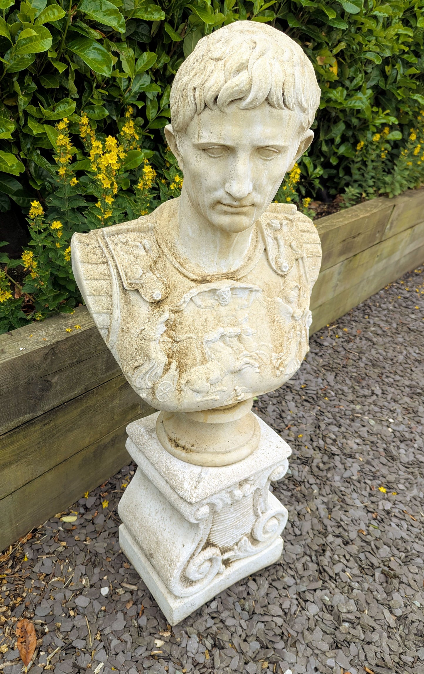 Mid 20th Century Classical Stone Bust Cesar Augustus - UK Delivery Included