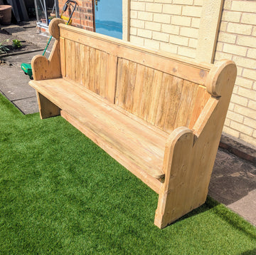 Charming Vintage Rustic Stripped Pine Victorian Church Pew - Delivery Included