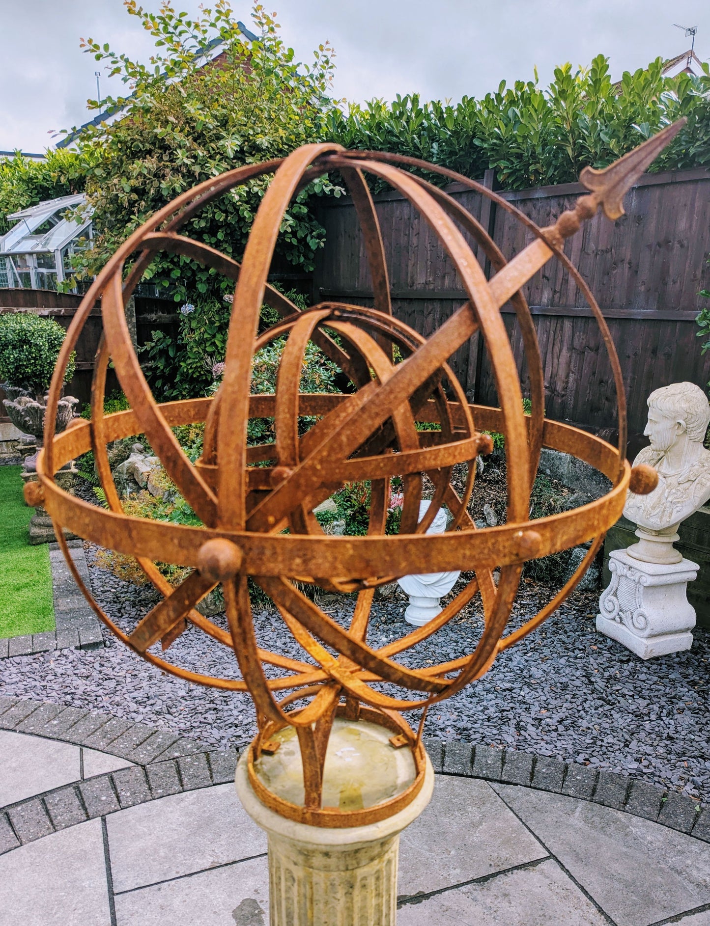 Vintage Armillary sphere with internal revolving ball English blacksmith made - delivery included