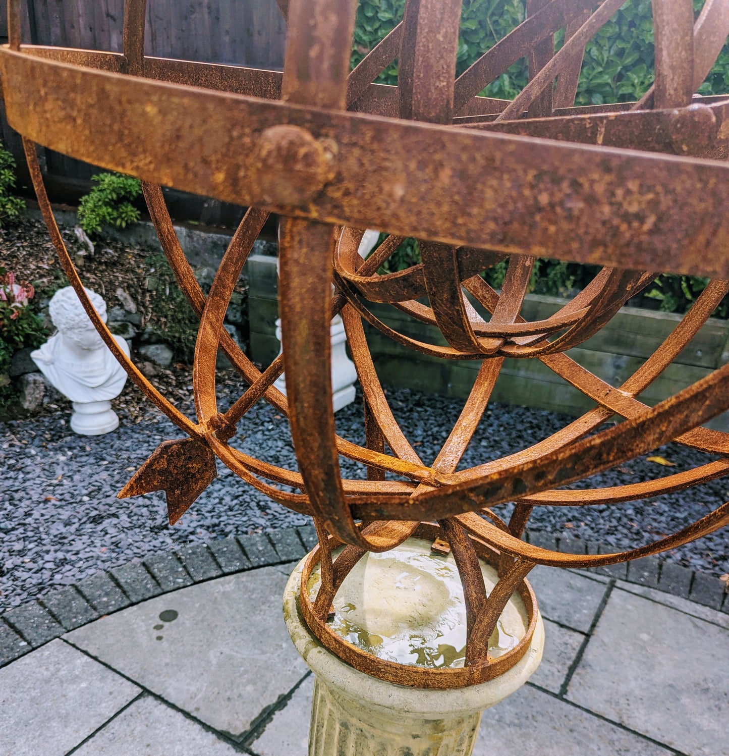 Vintage Armillary sphere with internal revolving ball English blacksmith made - delivery included