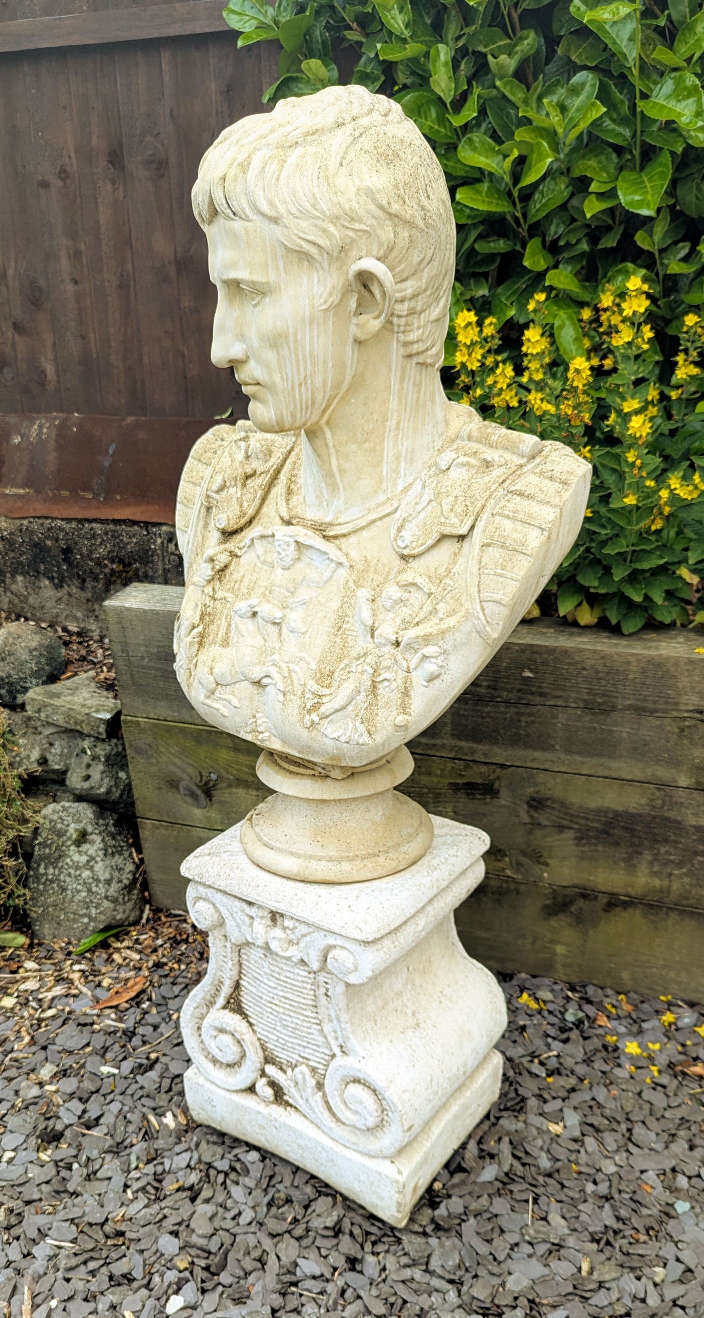Mid 20th Century Classical Stone Bust Cesar Augustus - UK Delivery Included